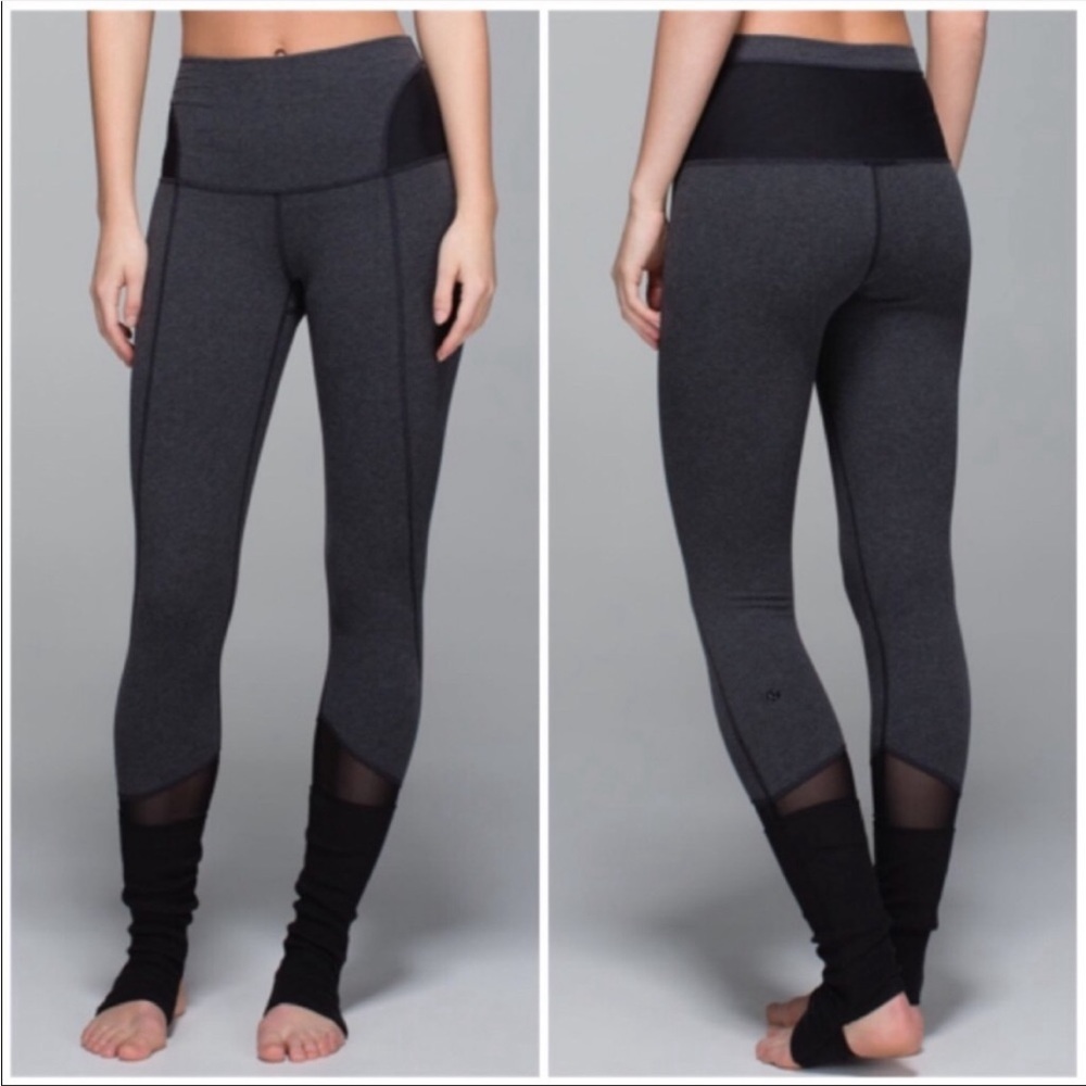 Rare Lululemon Devi Yoga Leggings Gray Mesh Stirrup